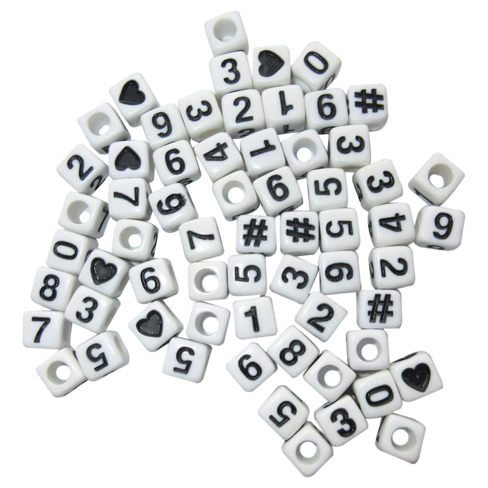 Creatology White Number Square Beads - Each